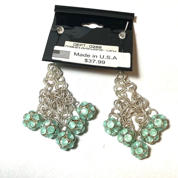Bloomingdale’s Earrings Dangles Chandeliers Silver Tone Rhinestones - Picture 4 of 9